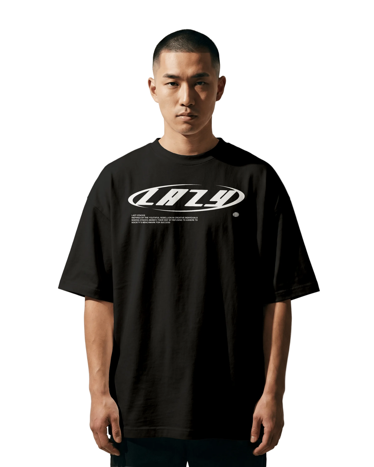 LAZY OVAL LOGO T-SHIRT BLACK